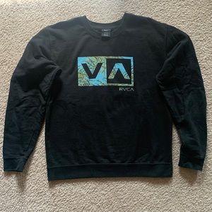 Black RVCA Graphic Fleece Crewneck Sweatshirt